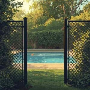 Black Chain Link Inground Pool Fence