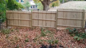 wood fence on slope